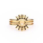 Tres Anillos de plata de ley de 925 con baño de oro y circonitas negras.