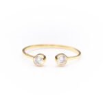 Anillo de plata de ley de 925 con baño de oro con circonitas, ajustable.
