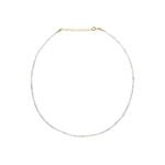 Gargantilla plata de ley de 925 con baño de oro y piedras aguamarina de 2mm.