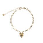 Pulsera eslabón de plata de ley bañada en oro con cabeza de lobo.