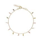 Pulsera de plata de ley bañada en oro con turmalinas de colores.