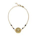 Pulsera de plata de ley bañada en oro con ojo.